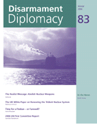 Disarmament Diplomacy No. 83, Cover design by Calvert's Press