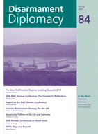 Disarmament Diplomacy No. 84, Cover design by Calvert's Press